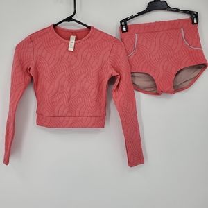 Free People Seea Palomar Crop Top and Swim Bottom Set Small Flamingo Pink